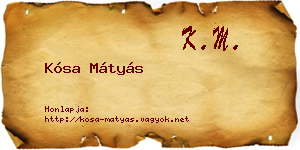 Kósa Mátyás névjegykártya